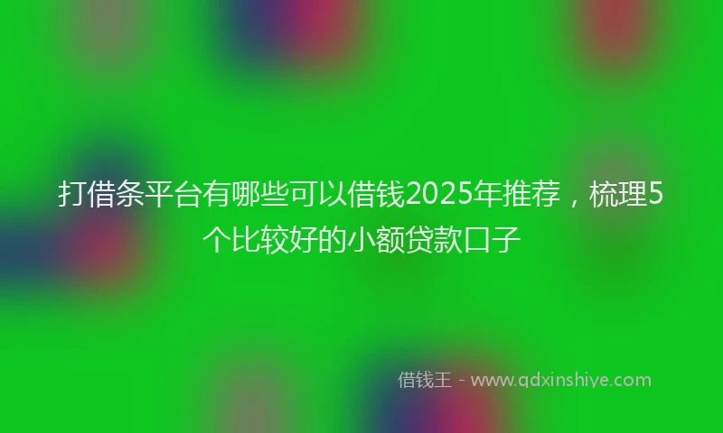 打借条平台有哪些可以借钱2025年推荐，梳理5个比较好的小额贷款口子