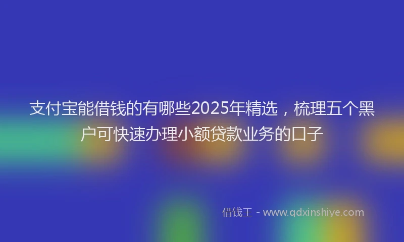 支付宝能借钱的有哪些2025年精选，梳理五个黑户可快速办理小额贷款业务的口子