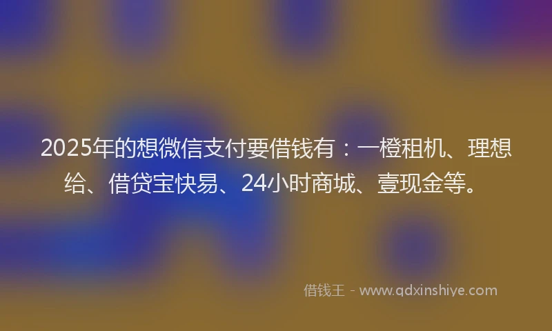 2025年的想微信支付要借钱有：一橙租机、理想给、借贷宝快易、24小时商城、壹现金等。