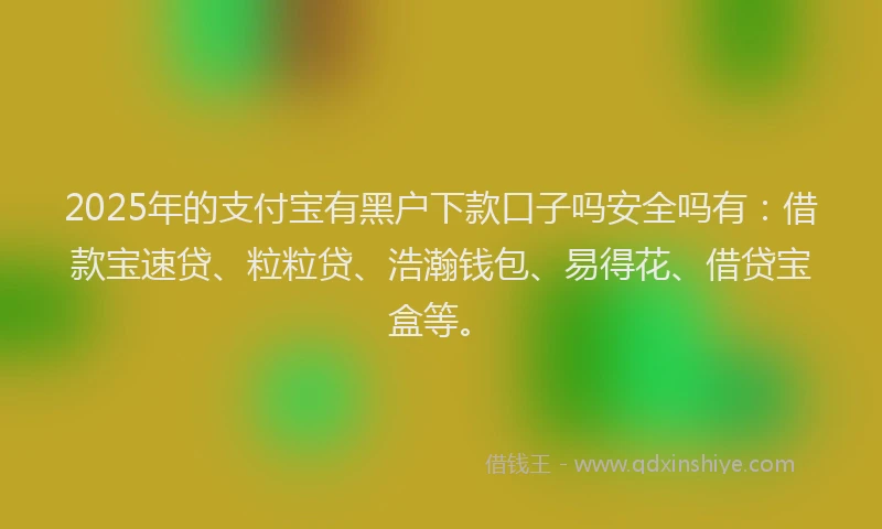 2025年的支付宝有黑户下款口子吗安全吗有：借款宝速贷、粒粒贷、浩瀚钱包、易得花、借贷宝盒等。