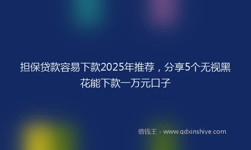 担保贷款容易下款2025年推荐，分享5个无视黑花能下款一万元口子