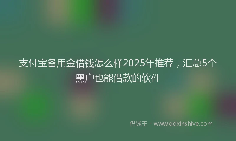 支付宝备用金借钱怎么样2025年推荐，汇总5个黑户也能借款的软件