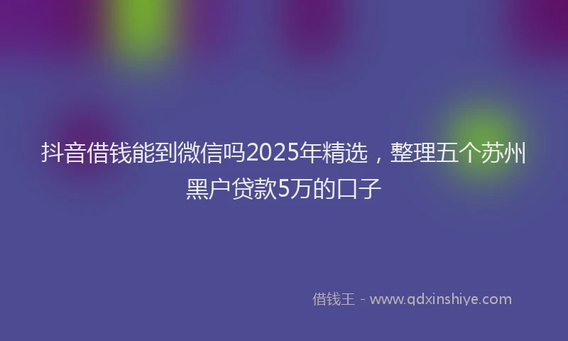 抖音借钱能到微信吗2025年精选，整理五个苏州黑户贷款5万的口子