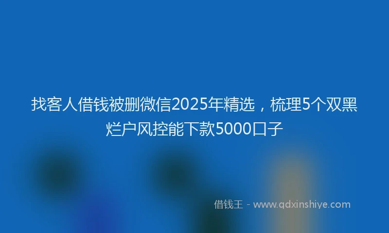 找客人借钱被删微信2025年精选，梳理5个双黑烂户风控能下款5000口子