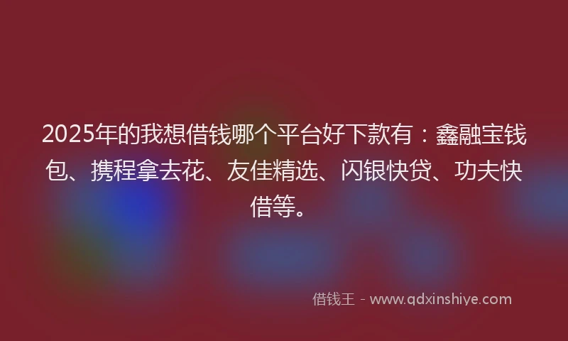 2025年的我想借钱哪个平台好下款有：鑫融宝钱包、携程拿去花、友佳精选、闪银快贷、功夫快借等。