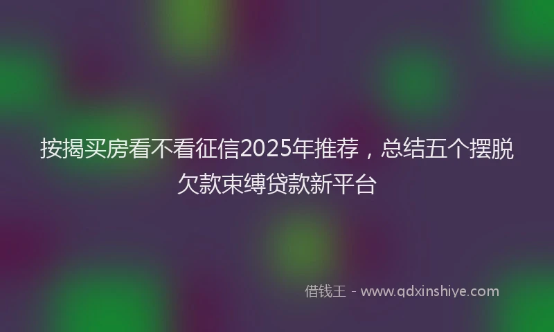 按揭买房看不看征信2025年推荐，总结五个摆脱欠款束缚贷款新平台