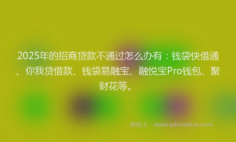 2025年的招商贷款不通过怎么办有：钱袋快借通、你我贷借款、钱袋易融宝、融悦宝Pro钱包、聚财花等。