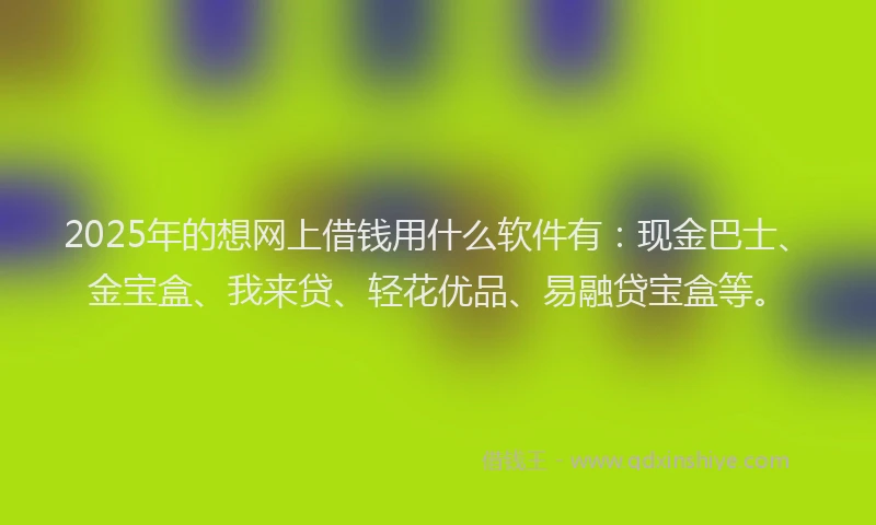 2025年的想网上借钱用什么软件有：现金巴士、金宝盒、我来贷、轻花优品、易融贷宝盒等。
