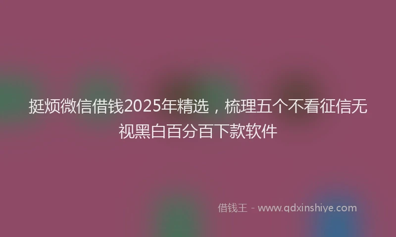 挺烦微信借钱2025年精选，梳理五个不看征信无视黑白百分百下款软件