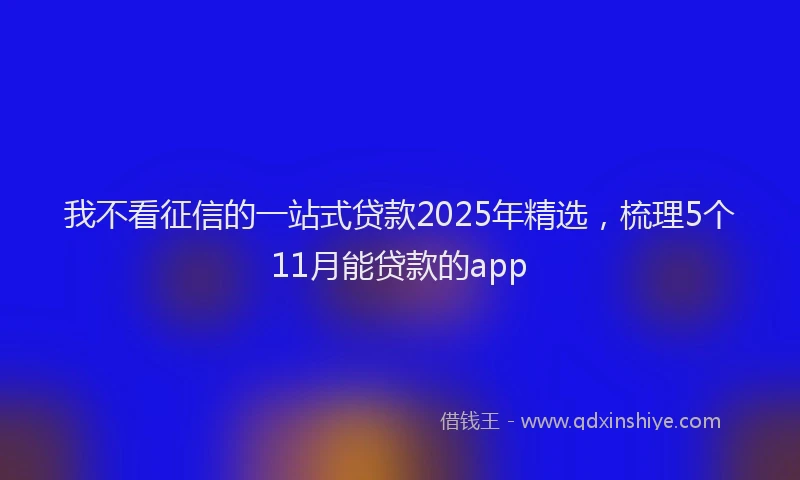 我不看征信的一站式贷款2025年精选，梳理5个11月能贷款的app