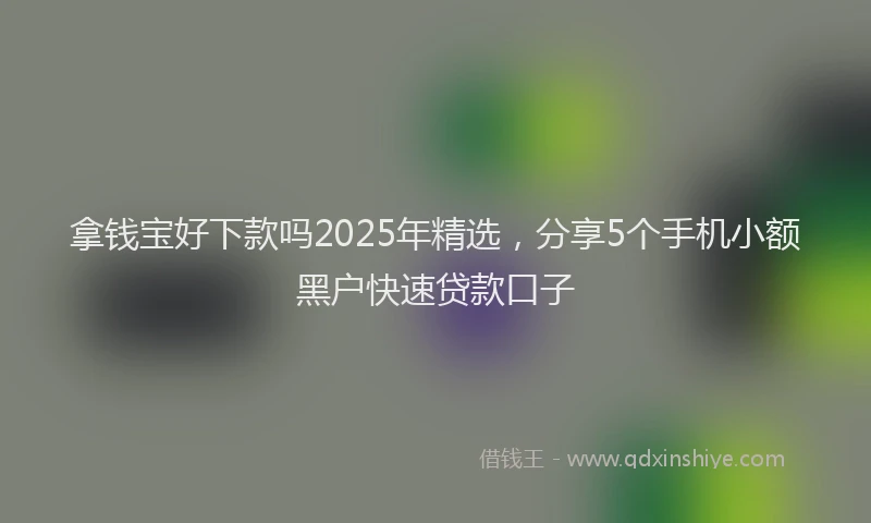 拿钱宝好下款吗2025年精选，分享5个手机小额黑户快速贷款口子