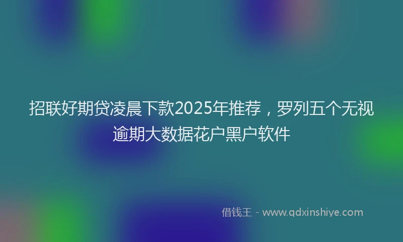 招联好期贷凌晨下款2025年推荐，罗列五个无视逾期大数据花户黑户软件