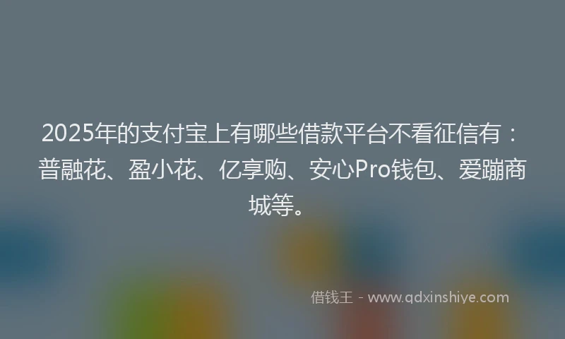 2025年的支付宝上有哪些借款平台不看征信有：普融花、盈小花、亿享购、安心Pro钱包、爱蹦商城等。