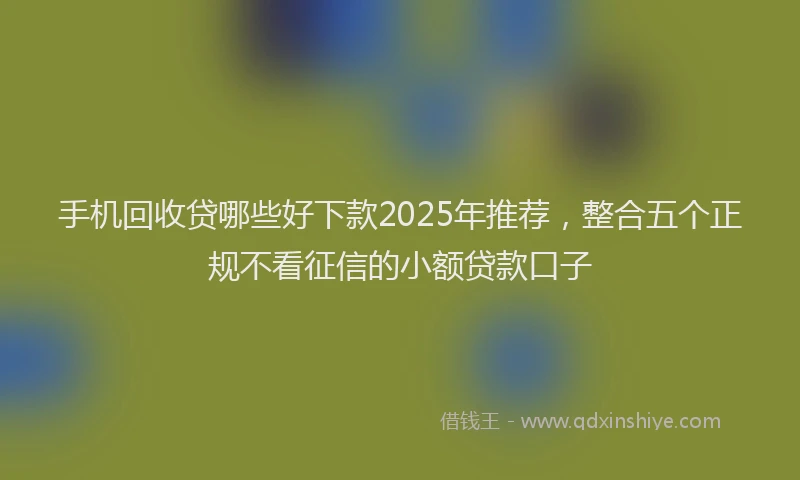 手机回收贷哪些好下款2025年推荐，整合五个正规不看征信的小额贷款口子