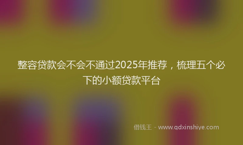 整容贷款会不会不通过2025年推荐，梳理五个必下的小额贷款平台