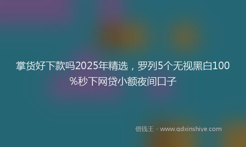 掌货好下款吗2025年精选，罗列5个无视黑白100%秒下网贷小额夜间口子