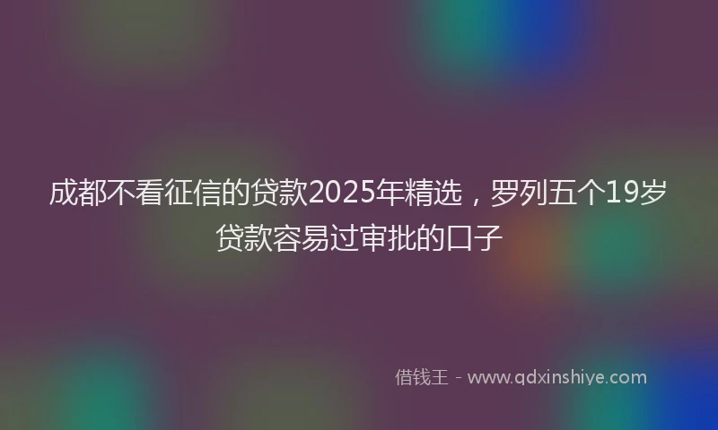 成都不看征信的贷款2025年精选，罗列五个19岁贷款容易过审批的口子