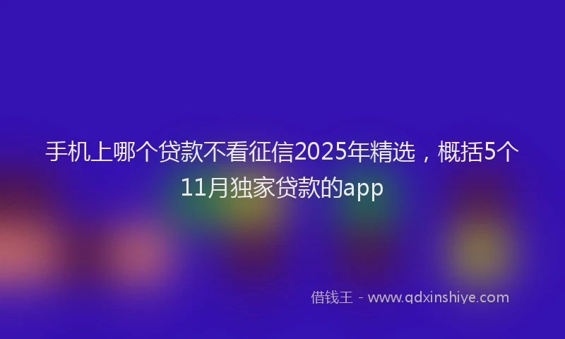 手机上哪个贷款不看征信2025年精选，概括5个11月独家贷款的app