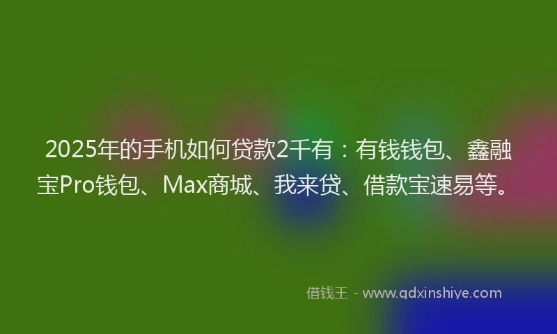 2025年的手机如何贷款2千有：有钱钱包、鑫融宝Pro钱包、Max商城、我来贷、借款宝速易等。