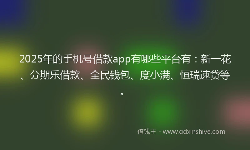 2025年的手机号借款app有哪些平台有：新一花、分期乐借款、全民钱包、度小满、恒瑞速贷等。