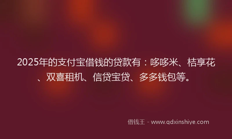 2025年的支付宝借钱的贷款有：哆哆米、桔享花、双喜租机、信贷宝贷、多多钱包等。