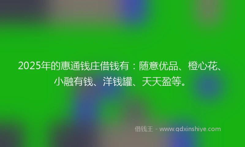 2025年的惠通钱庄借钱有：随意优品、橙心花、小融有钱、洋钱罐、天天盈等。