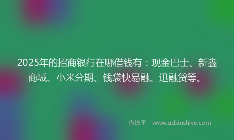 2025年的招商银行在哪借钱有：现金巴士、新鑫商城、小米分期、钱袋快易融、迅融贷等。