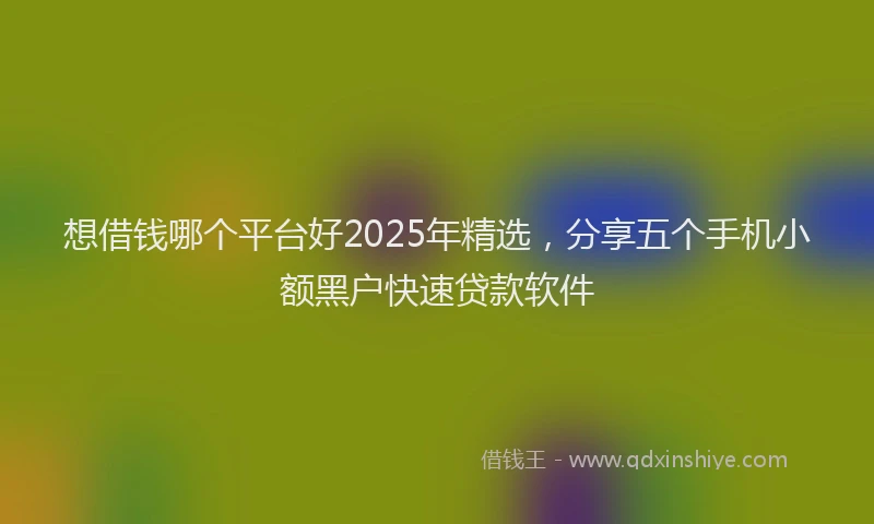 想借钱哪个平台好2025年精选，分享五个手机小额黑户快速贷款软件