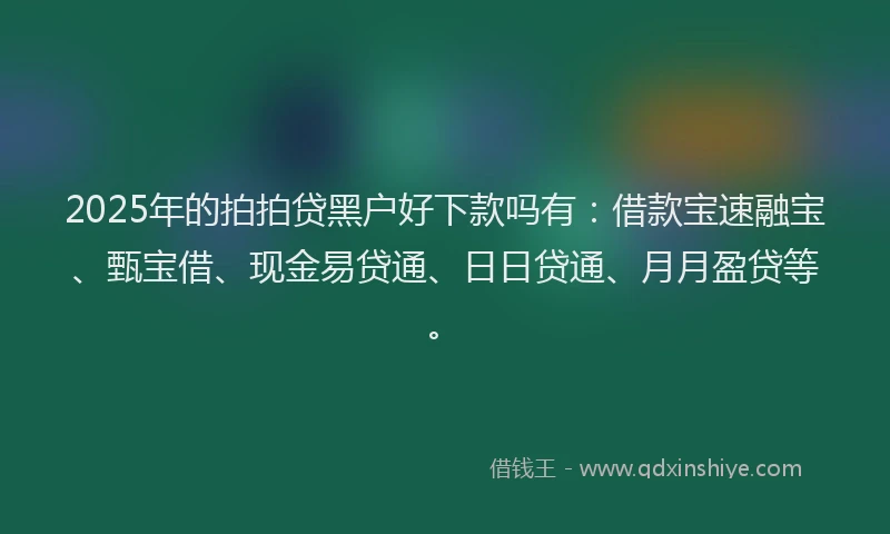 2025年的拍拍贷黑户好下款吗有：借款宝速融宝、甄宝借、现金易贷通、日日贷通、月月盈贷等。