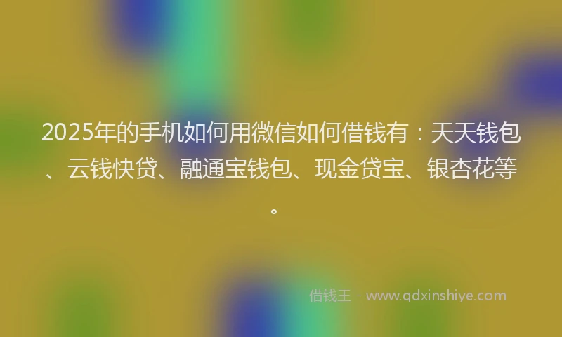 2025年的手机如何用微信如何借钱有：天天钱包、云钱快贷、融通宝钱包、现金贷宝、银杏花等。