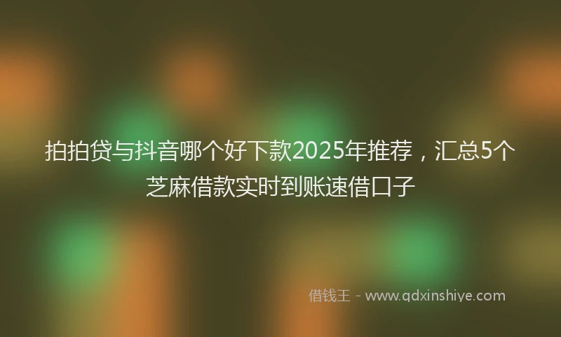 拍拍贷与抖音哪个好下款2025年推荐，汇总5个芝麻借款实时到账速借口子