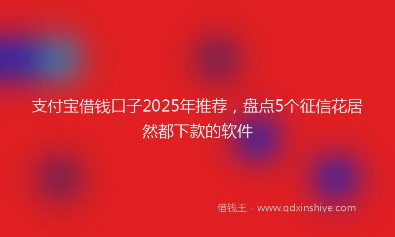 支付宝借钱口子2025年推荐，盘点5个征信花居然都下款的软件