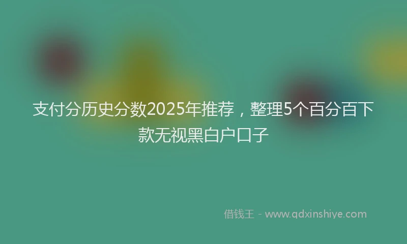 支付分历史分数2025年推荐，整理5个百分百下款无视黑白户口子