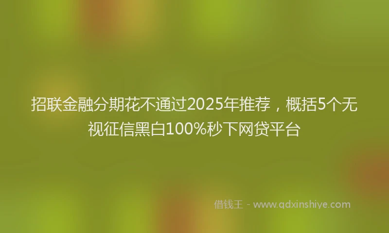 招联金融分期花不通过2025年推荐，概括5个无视征信黑白100%秒下网贷平台