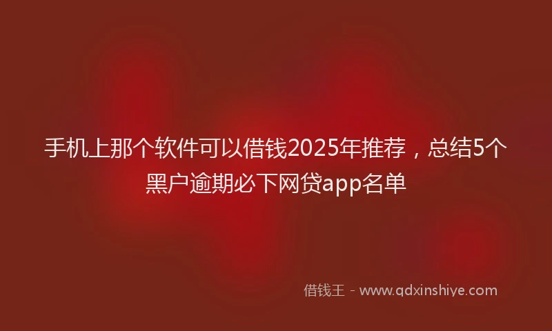 手机上那个软件可以借钱2025年推荐，总结5个黑户逾期必下网贷app名单