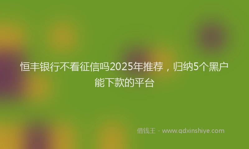 恒丰银行不看征信吗2025年推荐，归纳5个黑户能下款的平台