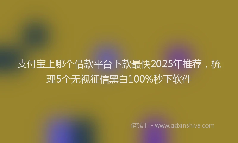 支付宝上哪个借款平台下款最快2025年推荐，梳理5个无视征信黑白100%秒下软件