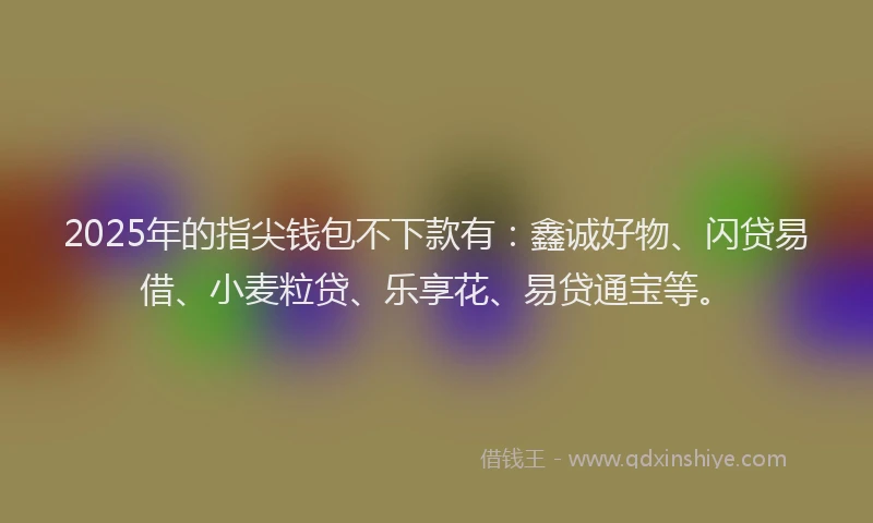 2025年的指尖钱包不下款有：鑫诚好物、闪贷易借、小麦粒贷、乐享花、易贷通宝等。