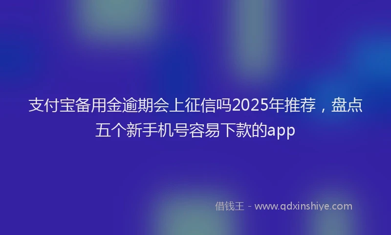 支付宝备用金逾期会上征信吗2025年推荐，盘点五个新手机号容易下款的app