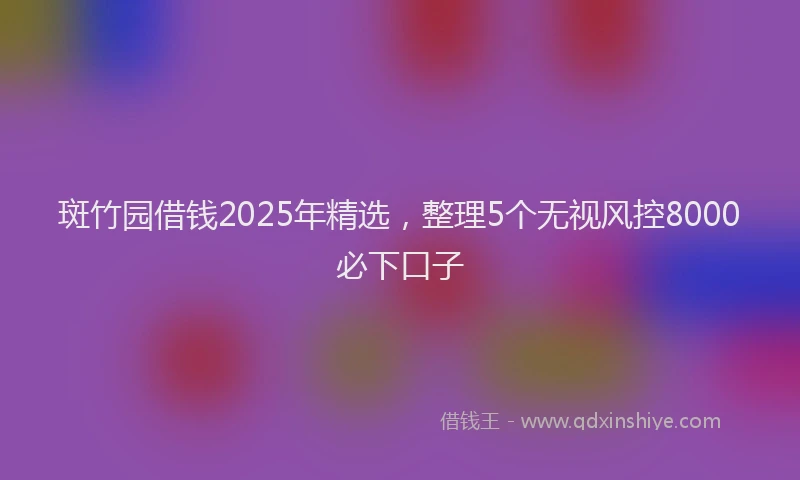 斑竹园借钱2025年精选，整理5个无视风控8000必下口子