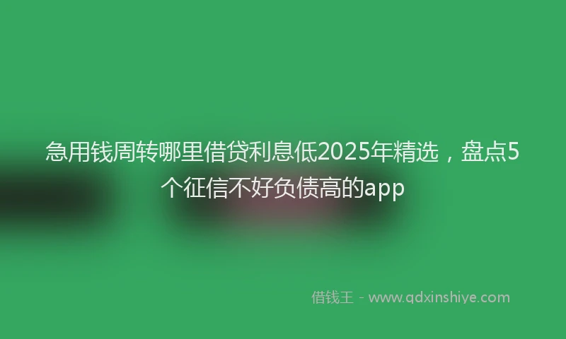 急用钱周转哪里借贷利息低2025年精选，盘点5个征信不好负债高的app