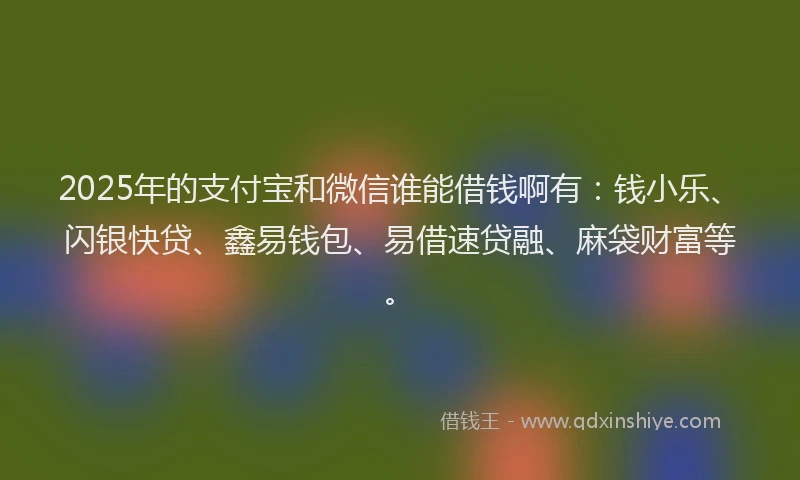 2025年的支付宝和微信谁能借钱啊有：钱小乐、闪银快贷、鑫易钱包、易借速贷融、麻袋财富等。