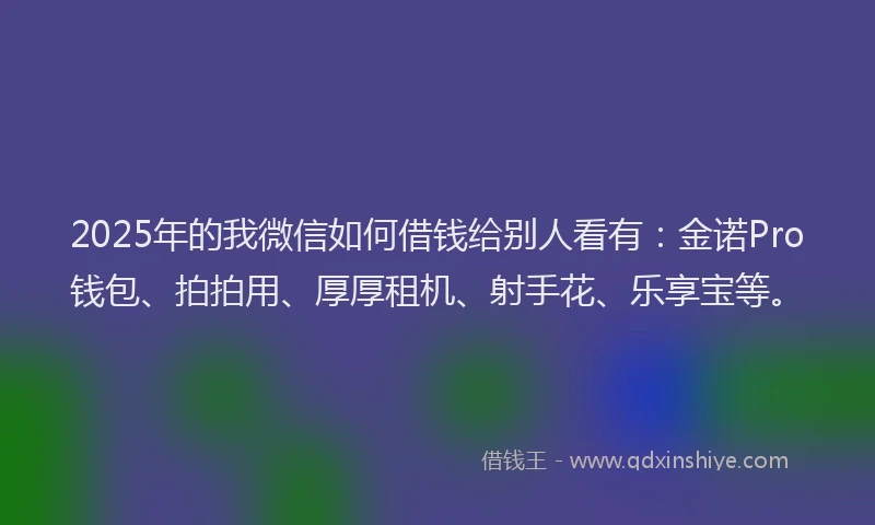 2025年的我微信如何借钱给别人看有：金诺Pro钱包、拍拍用、厚厚租机、射手花、乐享宝等。