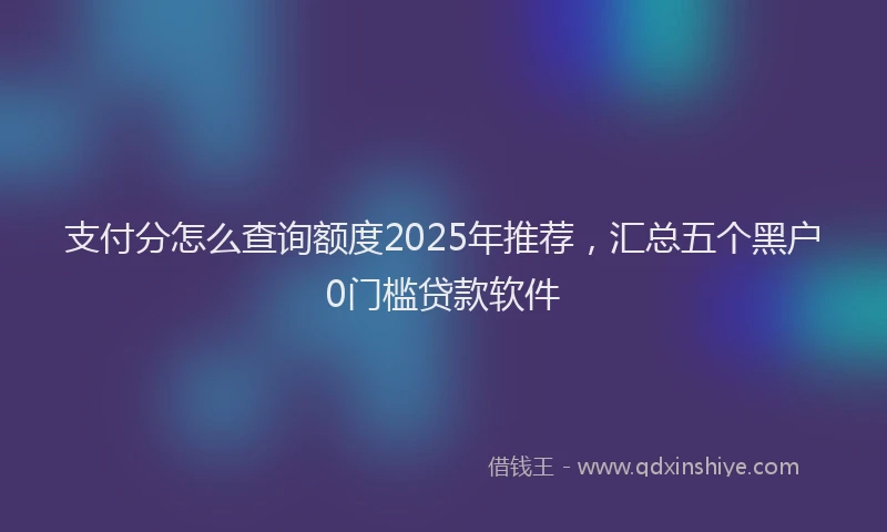 支付分怎么查询额度2025年推荐，汇总五个黑户0门槛贷款软件