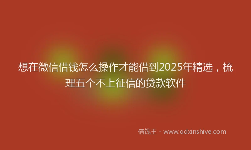 想在微信借钱怎么操作才能借到2025年精选，梳理五个不上征信的贷款软件