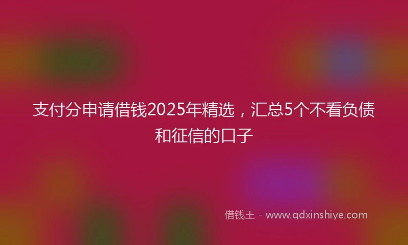 支付分申请借钱2025年精选，汇总5个不看负债和征信的口子
