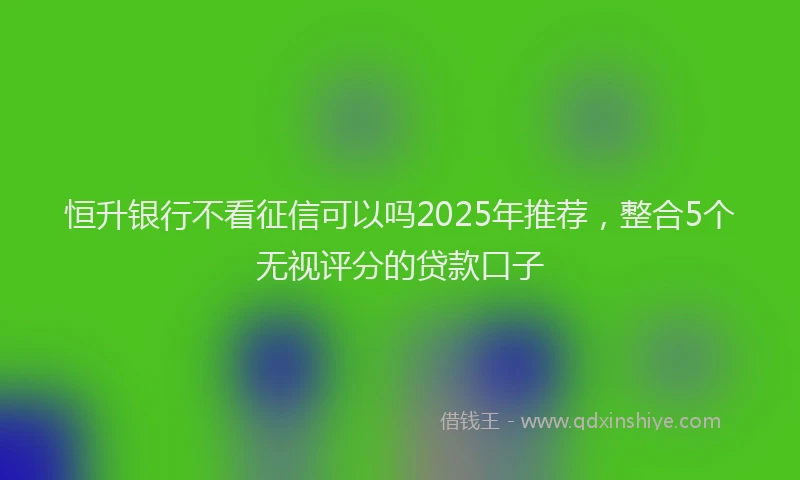 恒升银行不看征信可以吗2025年推荐，整合5个无视评分的贷款口子