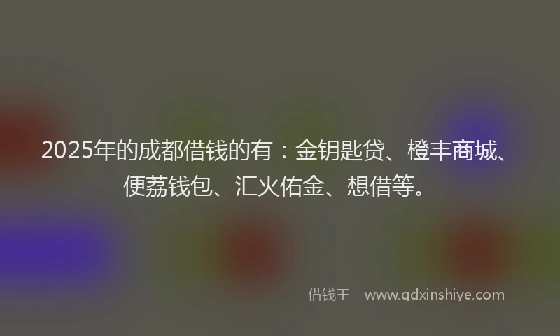 2025年的成都借钱的有：金钥匙贷、橙丰商城、便荔钱包、汇火佑金、想借等。