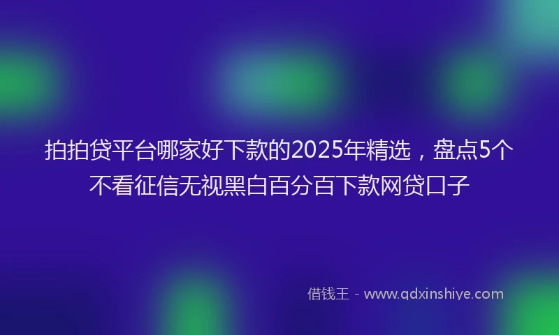 拍拍贷平台哪家好下款的2025年精选，盘点5个不看征信无视黑白百分百下款网贷口子