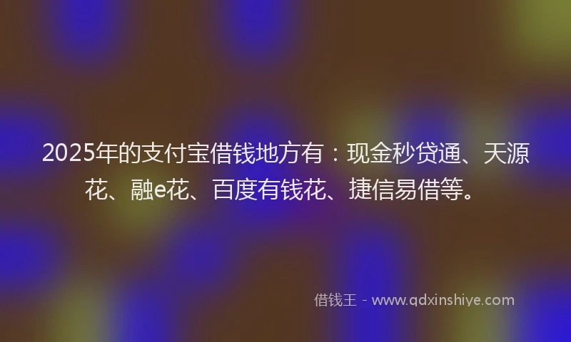 2025年的支付宝借钱地方有：现金秒贷通、天源花、融e花、百度有钱花、捷信易借等。